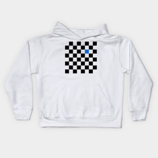 Checkered Black and White with One Blue Square Kids Hoodie